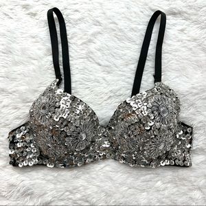 Silver Sequin Bra